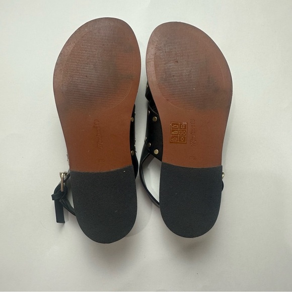 Madewell Tuley Crossover Sandal Black Leather Gold Studs Slingback - Picture 5 of 9